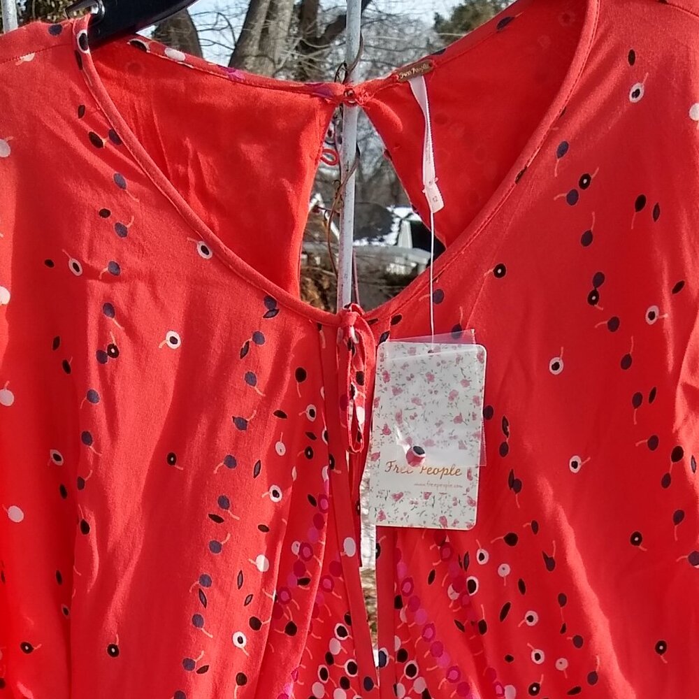 Free People 'Red Combo' Coryn Dress 12 NWT